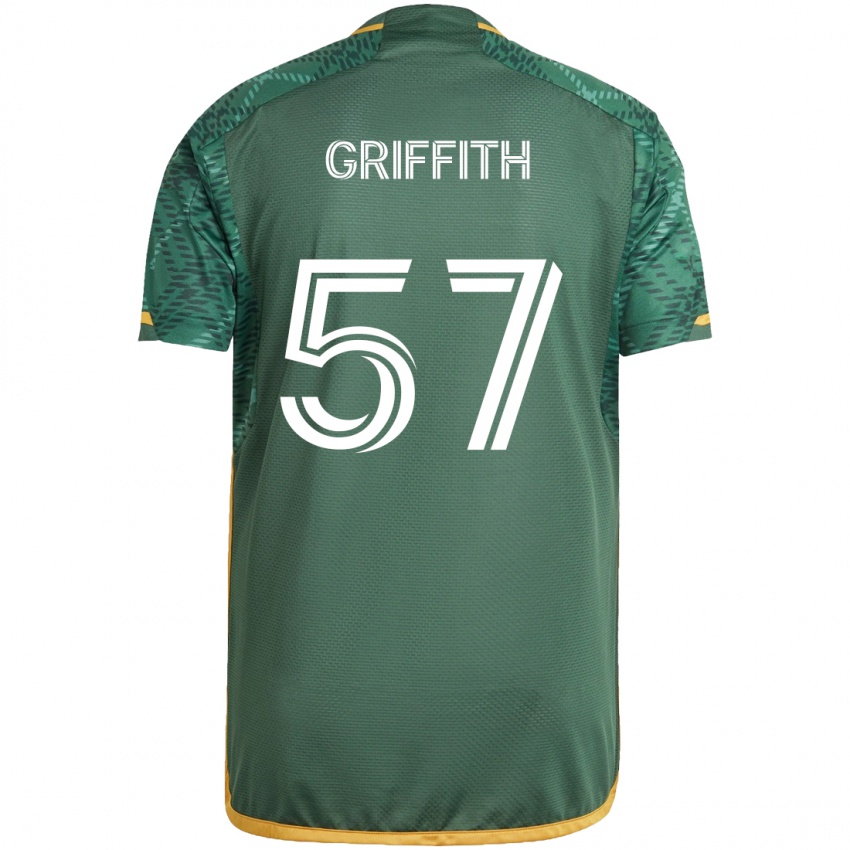 Gyermek Víctor Griffith #57 Zöld Narancs Hazai Jersey 2024/25 Mez Póló Ing