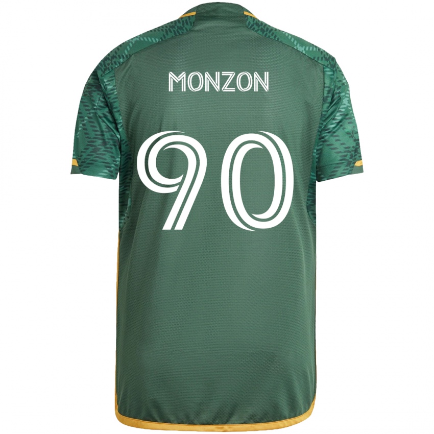 Gyermek Florián Monzón #90 Zöld Narancs Hazai Jersey 2024/25 Mez Póló Ing