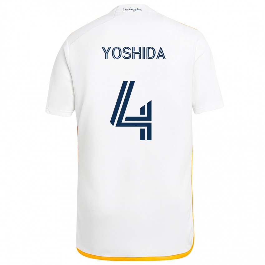 Gyermek Maya Yoshida #4 Fehér Sárga Hazai Jersey 2024/25 Mez Póló Ing