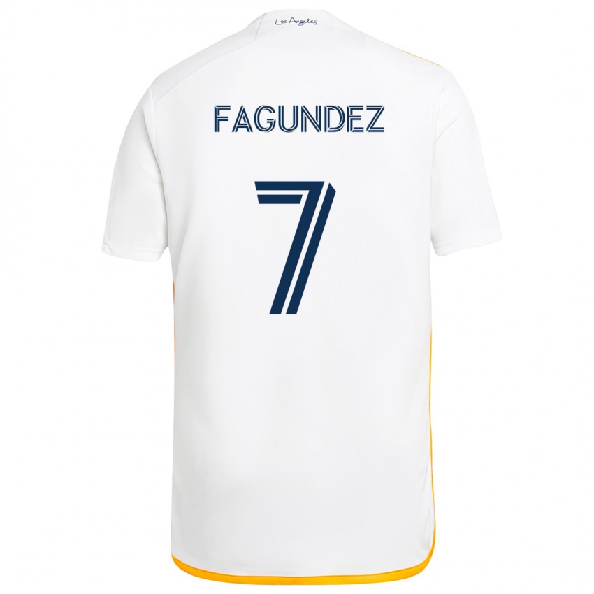 Gyermek Diego Fagúndez #7 Fehér Sárga Hazai Jersey 2024/25 Mez Póló Ing