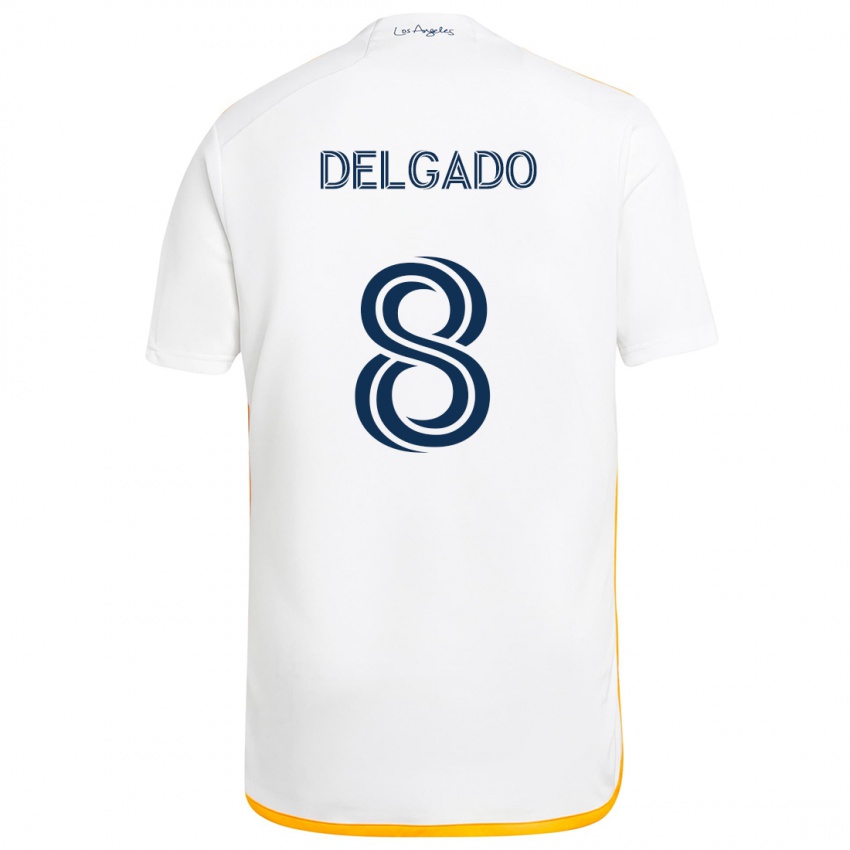 Gyermek Mark Delgado #8 Fehér Sárga Hazai Jersey 2024/25 Mez Póló Ing