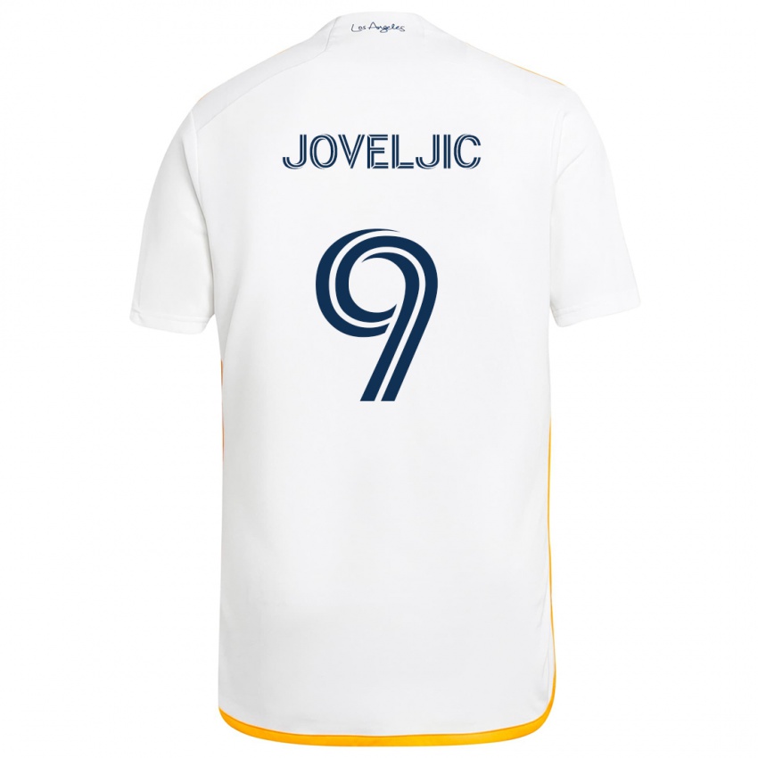 Gyermek Dejan Joveljic #9 Fehér Sárga Hazai Jersey 2024/25 Mez Póló Ing