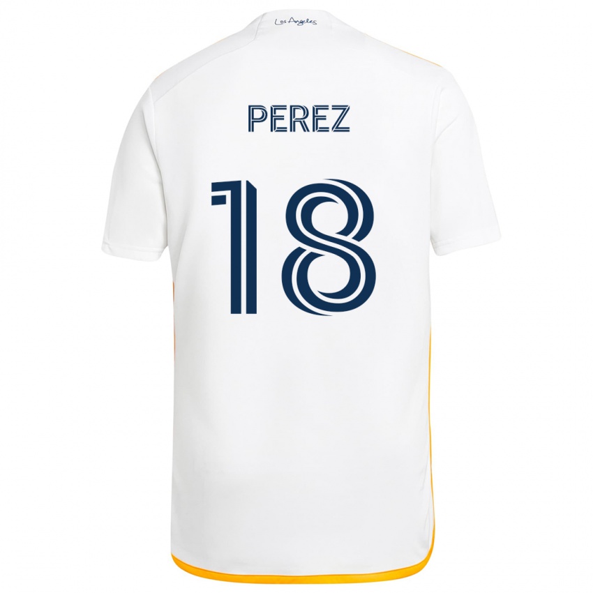 Gyermek Jonathan Pérez #18 Fehér Sárga Hazai Jersey 2024/25 Mez Póló Ing