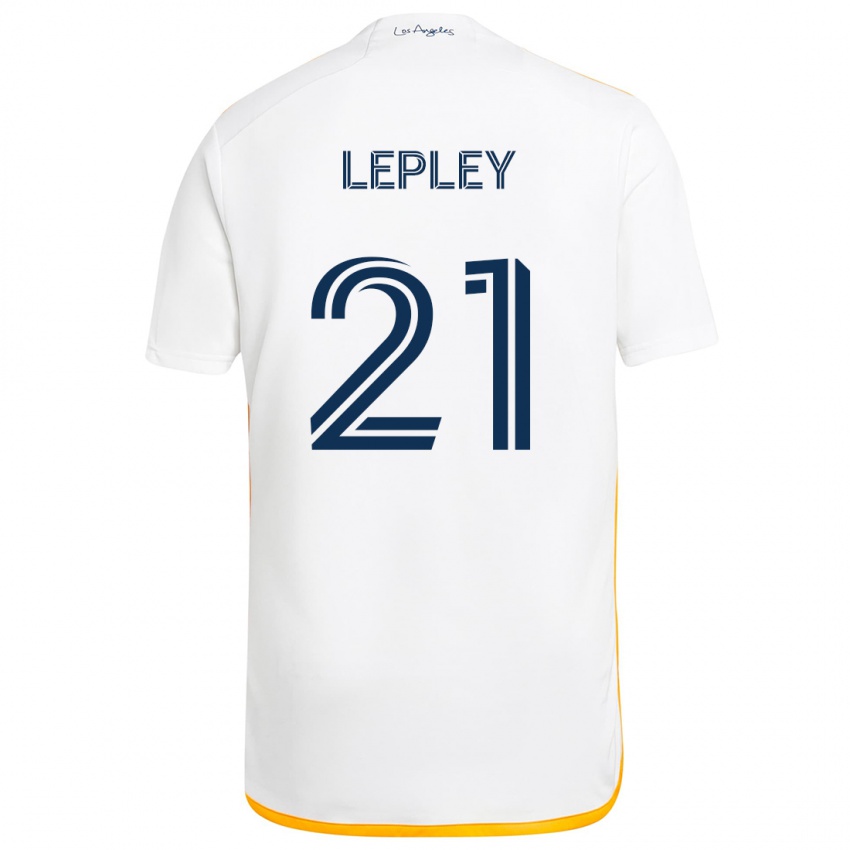 Gyermek Tucker Lepley #21 Fehér Sárga Hazai Jersey 2024/25 Mez Póló Ing