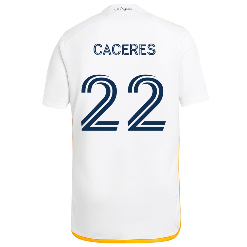 Gyermek Martín Cáceres #22 Fehér Sárga Hazai Jersey 2024/25 Mez Póló Ing