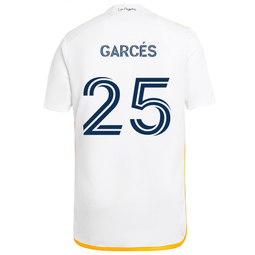 Gyermek Carlos Garcés #25 Fehér Sárga Hazai Jersey 2024/25 Mez Póló Ing