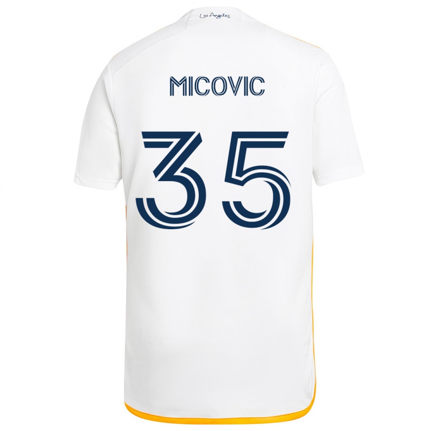 Gyermek Novak Micovic #35 Fehér Sárga Hazai Jersey 2024/25 Mez Póló Ing