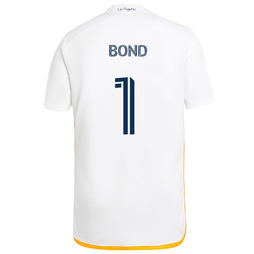 Gyermek Jonathan Bond #1 Fehér Sárga Hazai Jersey 2024/25 Mez Póló Ing