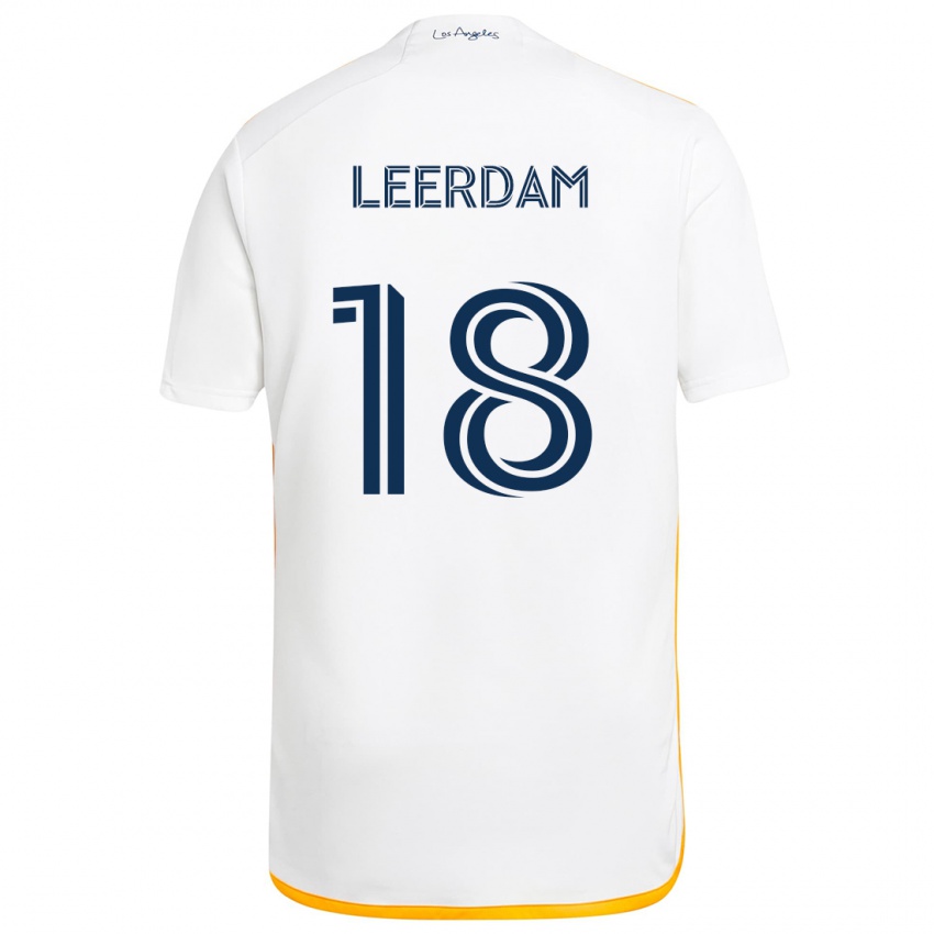 Gyermek Kelvin Leerdam #18 Fehér Sárga Hazai Jersey 2024/25 Mez Póló Ing