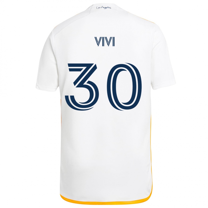 Gyermek Gino Vivi #30 Fehér Sárga Hazai Jersey 2024/25 Mez Póló Ing