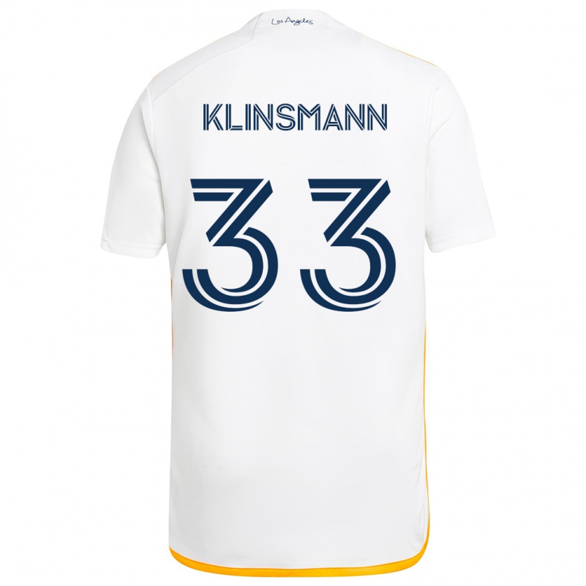 Gyermek Jonathan Klinsmann #33 Fehér Sárga Hazai Jersey 2024/25 Mez Póló Ing