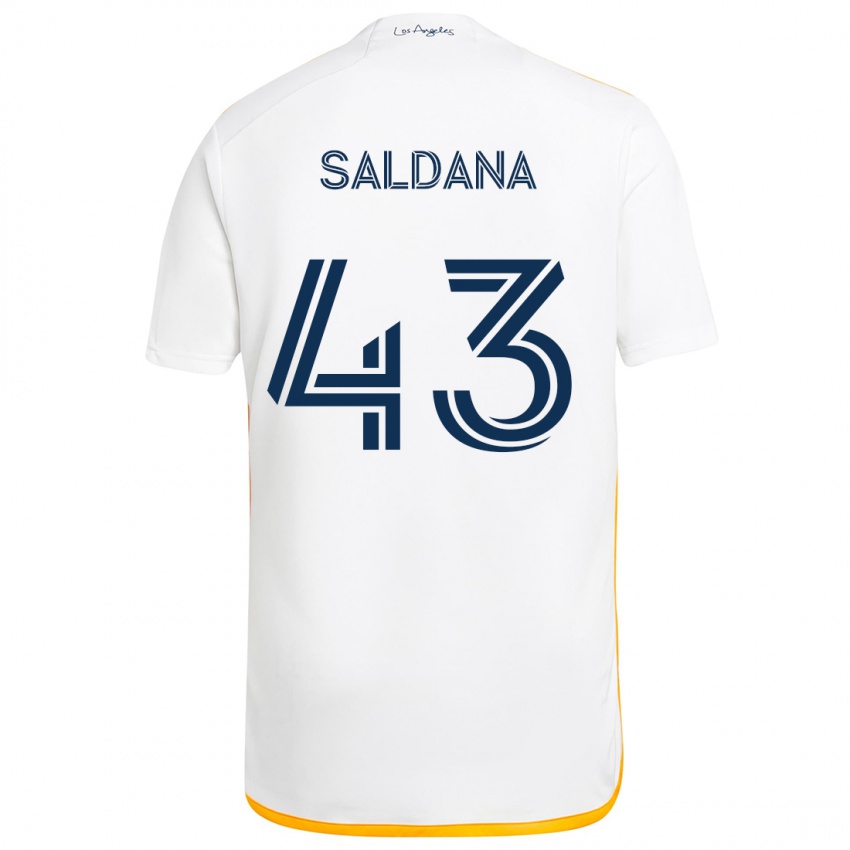 Gyermek Adam Saldaña #43 Fehér Sárga Hazai Jersey 2024/25 Mez Póló Ing