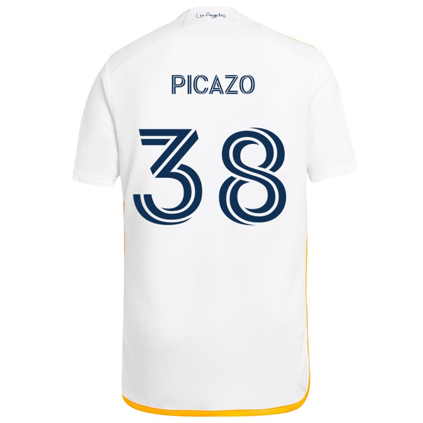 Gyermek Axel Picazo #38 Fehér Sárga Hazai Jersey 2024/25 Mez Póló Ing