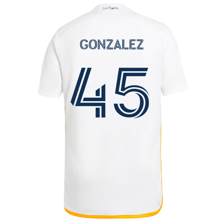 Gyermek Adrián González #45 Fehér Sárga Hazai Jersey 2024/25 Mez Póló Ing