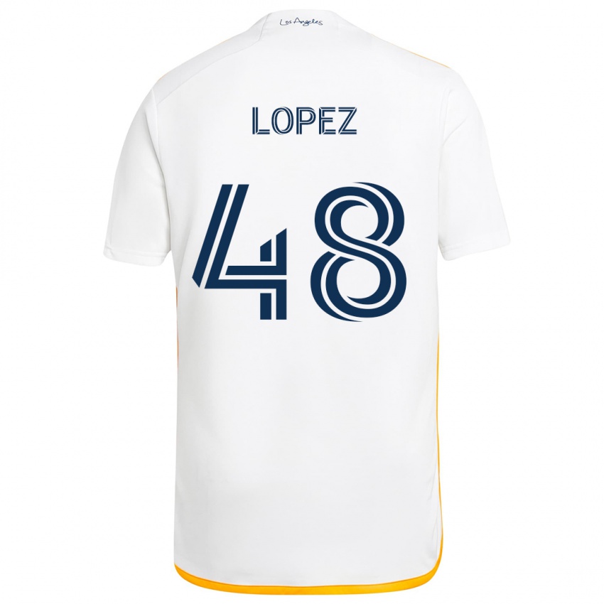 Gyermek Diego López #48 Fehér Sárga Hazai Jersey 2024/25 Mez Póló Ing