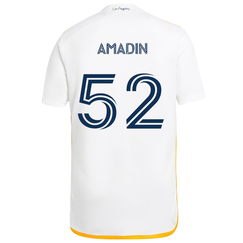 Gyermek Elijah Amadin #52 Fehér Sárga Hazai Jersey 2024/25 Mez Póló Ing