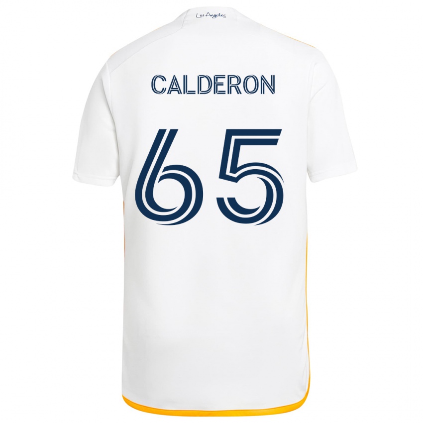 Gyermek Juan Calderón #65 Fehér Sárga Hazai Jersey 2024/25 Mez Póló Ing