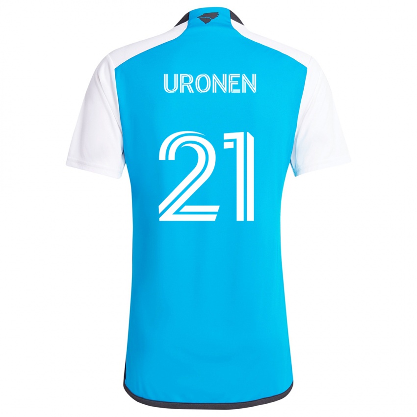 Gyermek Jere Uronen #21 Kék Fehér Hazai Jersey 2024/25 Mez Póló Ing