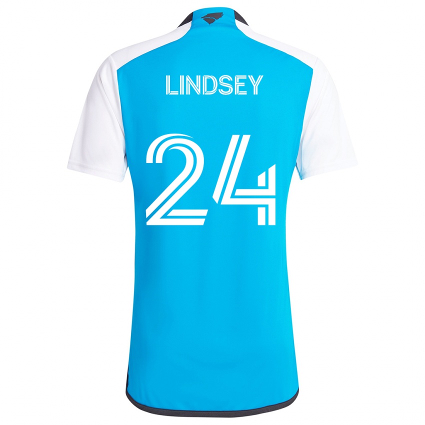 Gyermek Jaylin Lindsey #24 Kék Fehér Hazai Jersey 2024/25 Mez Póló Ing