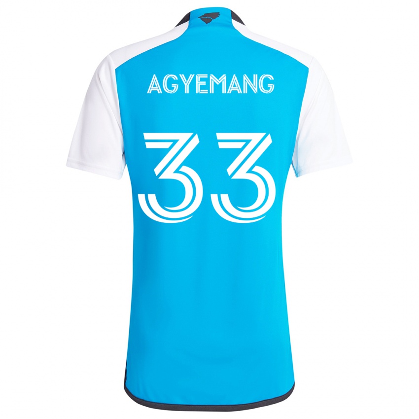 Gyermek Patrick Agyemang #33 Kék Fehér Hazai Jersey 2024/25 Mez Póló Ing