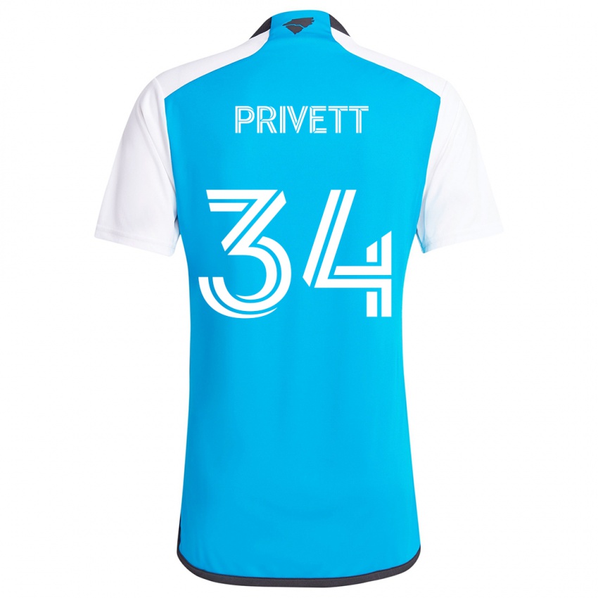 Gyermek Andrew Privett #34 Kék Fehér Hazai Jersey 2024/25 Mez Póló Ing