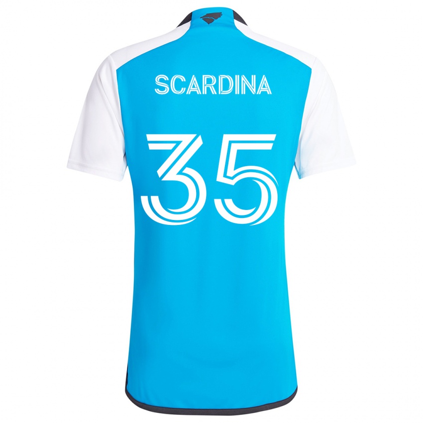 Gyermek Nick Scardina #35 Kék Fehér Hazai Jersey 2024/25 Mez Póló Ing