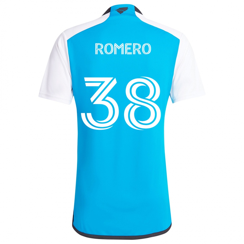 Gyermek Brian Romero #38 Kék Fehér Hazai Jersey 2024/25 Mez Póló Ing