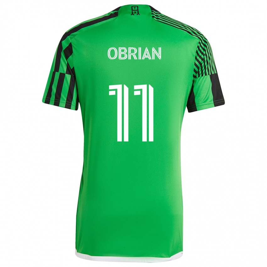 Gyermek Jáder Obrian #11 Zöld Fekete Hazai Jersey 2024/25 Mez Póló Ing