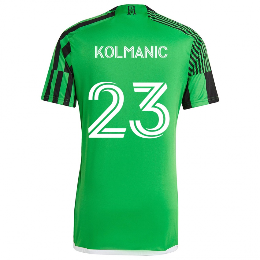 Gyermek Zan Kolmanic #23 Zöld Fekete Hazai Jersey 2024/25 Mez Póló Ing