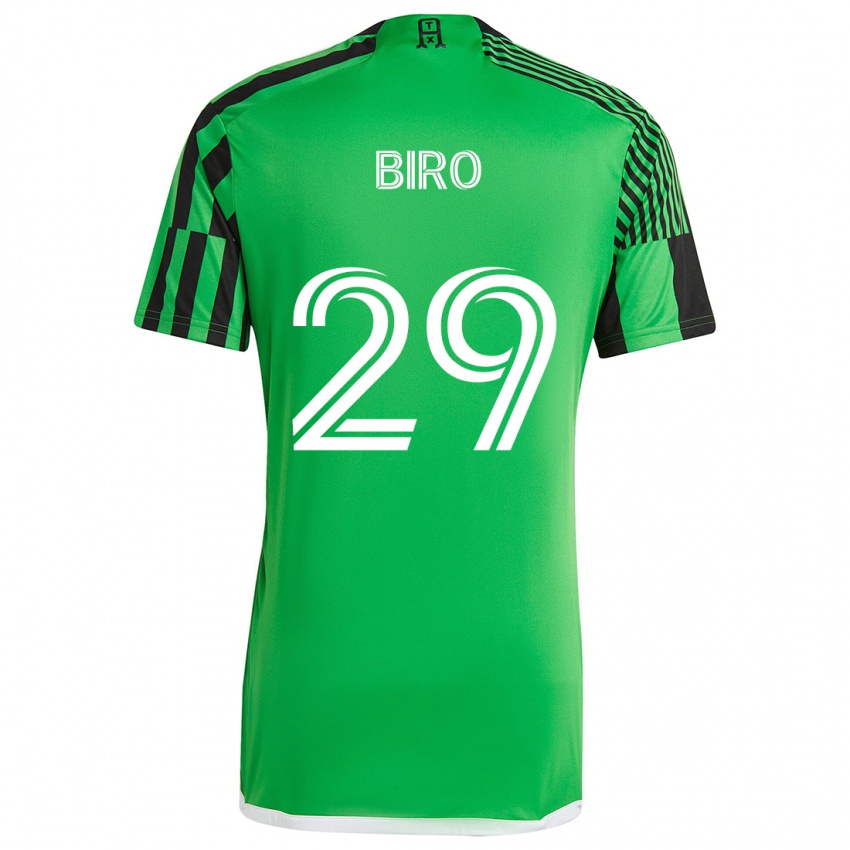 Gyermek Guilherme Biro #29 Zöld Fekete Hazai Jersey 2024/25 Mez Póló Ing