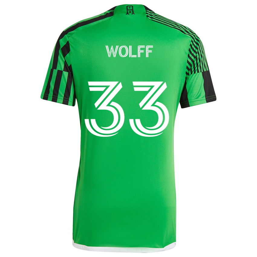 Gyermek Owen Wolff #33 Zöld Fekete Hazai Jersey 2024/25 Mez Póló Ing