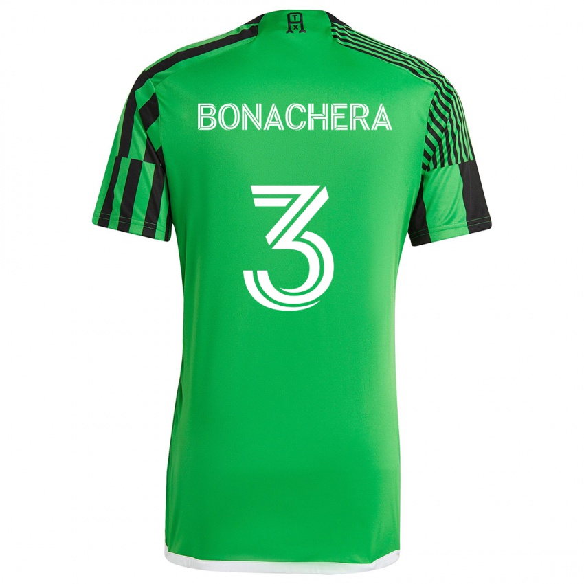 Gyermek Rubén Bonachera #3 Zöld Fekete Hazai Jersey 2024/25 Mez Póló Ing