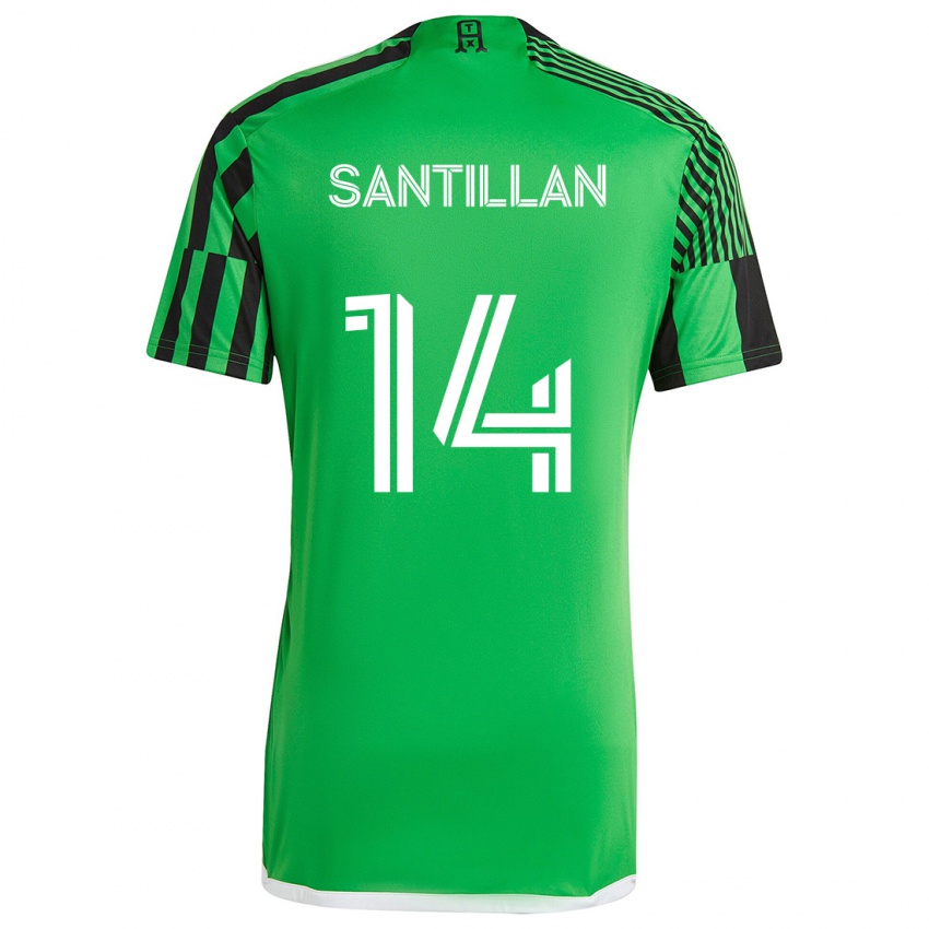 Gyermek Jonathan Santillan #14 Zöld Fekete Hazai Jersey 2024/25 Mez Póló Ing