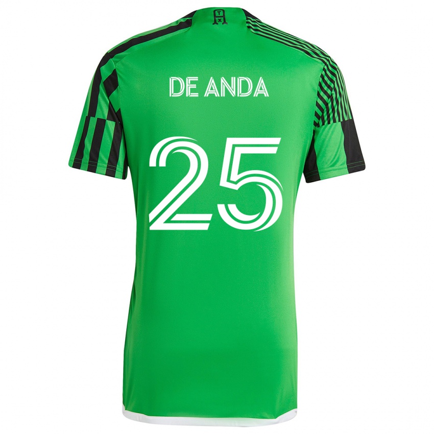 Gyermek Anthony De Anda #25 Zöld Fekete Hazai Jersey 2024/25 Mez Póló Ing