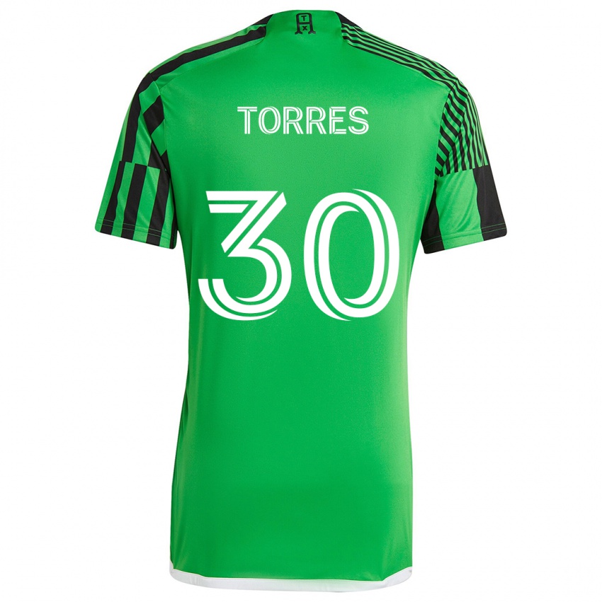 Gyermek Ervin Torres #30 Zöld Fekete Hazai Jersey 2024/25 Mez Póló Ing