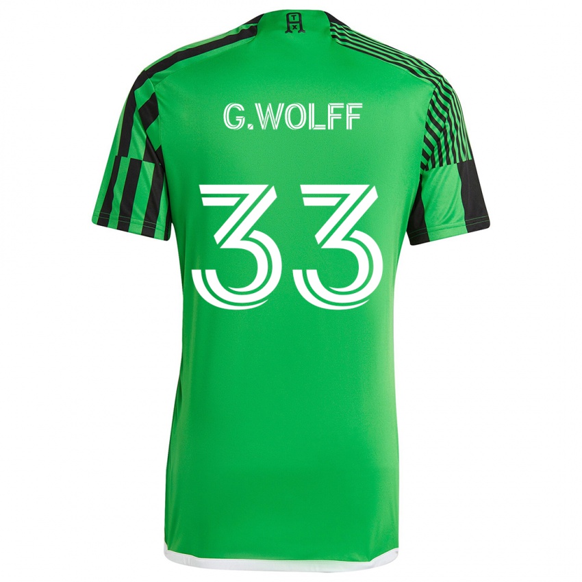 Gyermek Gavin Wolff #33 Zöld Fekete Hazai Jersey 2024/25 Mez Póló Ing