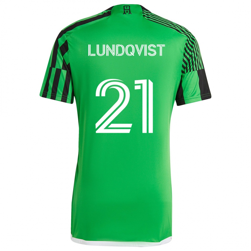 Gyermek Adam Lundqvist #21 Zöld Fekete Hazai Jersey 2024/25 Mez Póló Ing