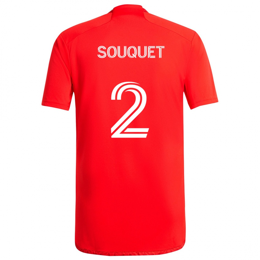 Gyermek Arnaud Souquet #2 Piros Fehér Hazai Jersey 2024/25 Mez Póló Ing