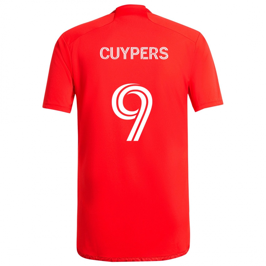 Gyermek Hugo Cuypers #9 Piros Fehér Hazai Jersey 2024/25 Mez Póló Ing