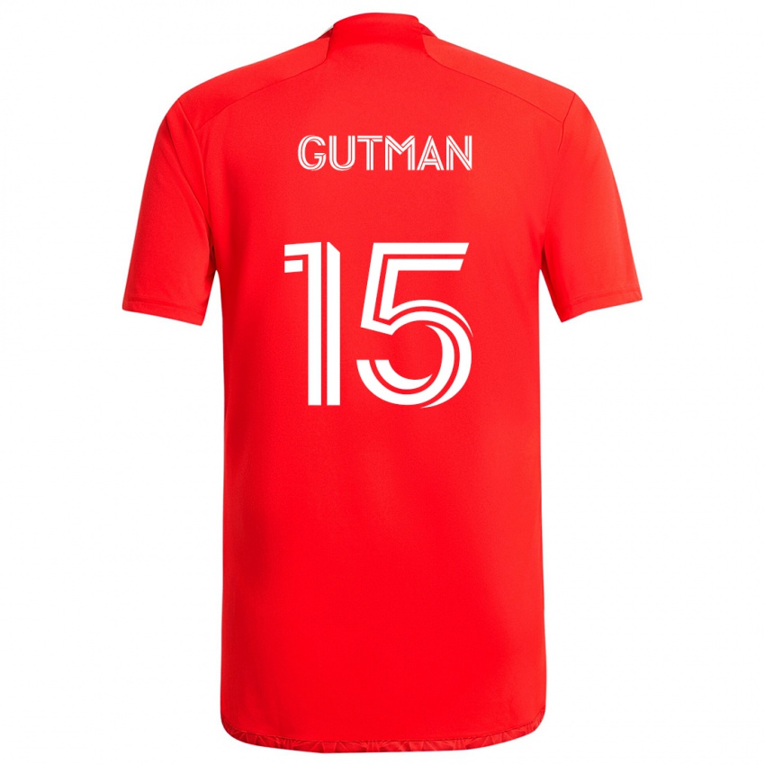 Gyermek Andrew Gutman #15 Piros Fehér Hazai Jersey 2024/25 Mez Póló Ing