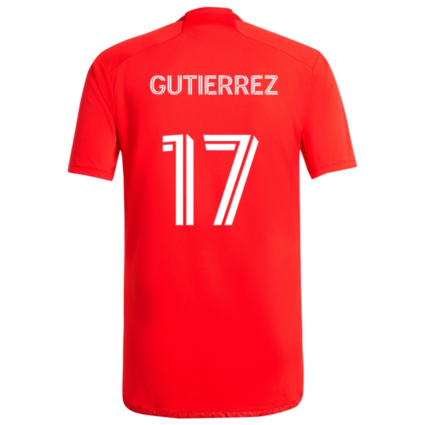 Gyermek Brian Gutiérrez #17 Piros Fehér Hazai Jersey 2024/25 Mez Póló Ing