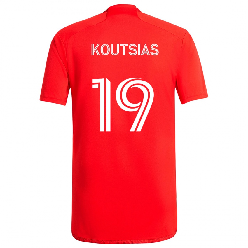 Gyermek Georgios Koutsias #19 Piros Fehér Hazai Jersey 2024/25 Mez Póló Ing