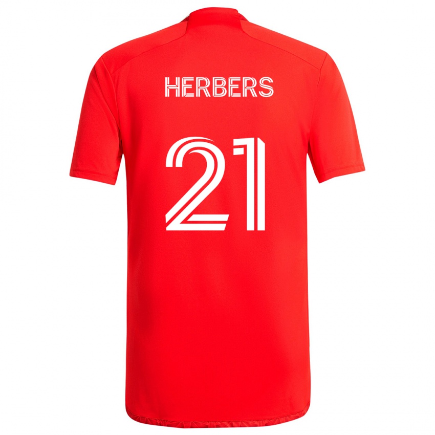 Gyermek Fabian Herbers #21 Piros Fehér Hazai Jersey 2024/25 Mez Póló Ing