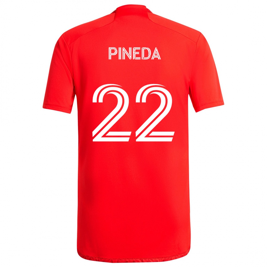 Gyermek Mauricio Pineda #22 Piros Fehér Hazai Jersey 2024/25 Mez Póló Ing