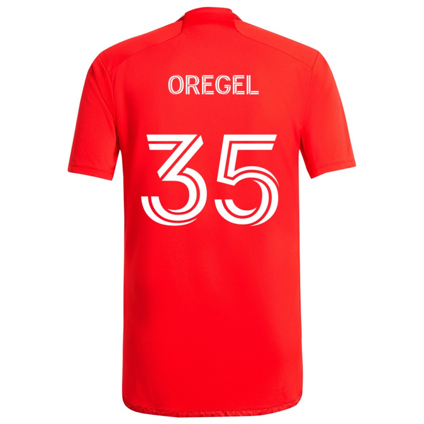 Gyermek Sergio Oregel #35 Piros Fehér Hazai Jersey 2024/25 Mez Póló Ing