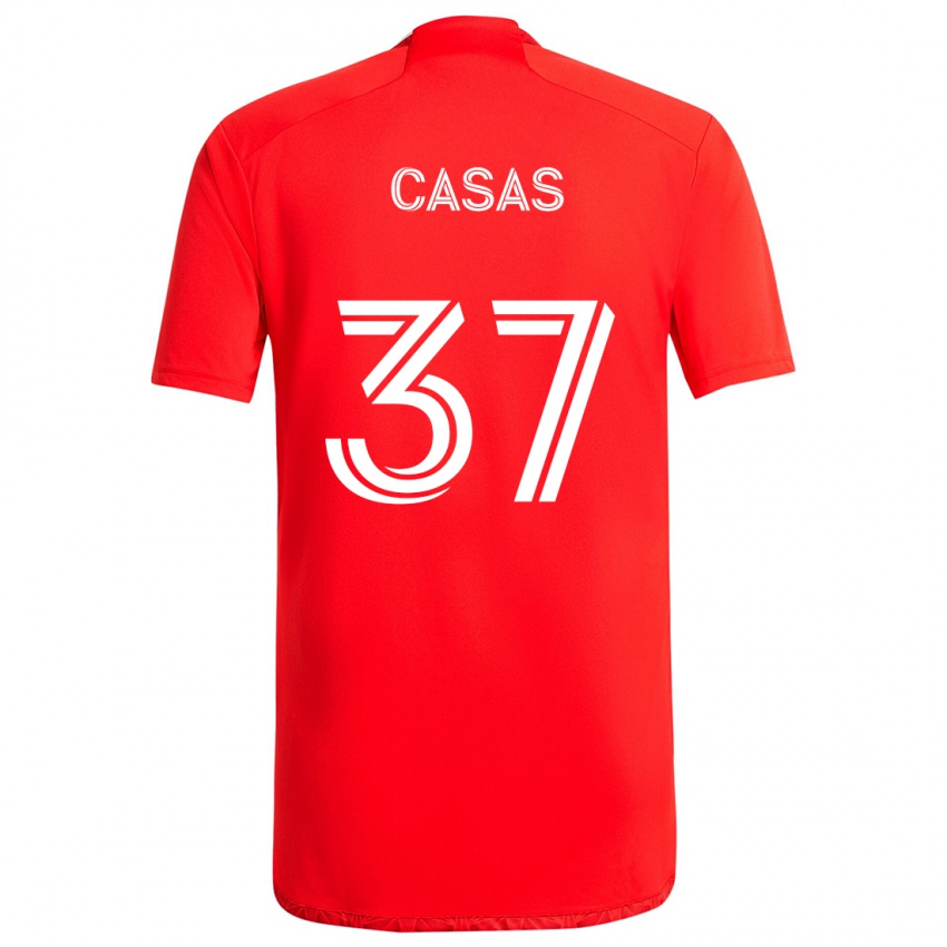 Gyermek Javier Casas #37 Piros Fehér Hazai Jersey 2024/25 Mez Póló Ing