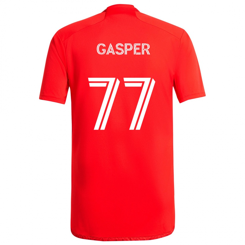 Gyermek Chase Gasper #77 Piros Fehér Hazai Jersey 2024/25 Mez Póló Ing