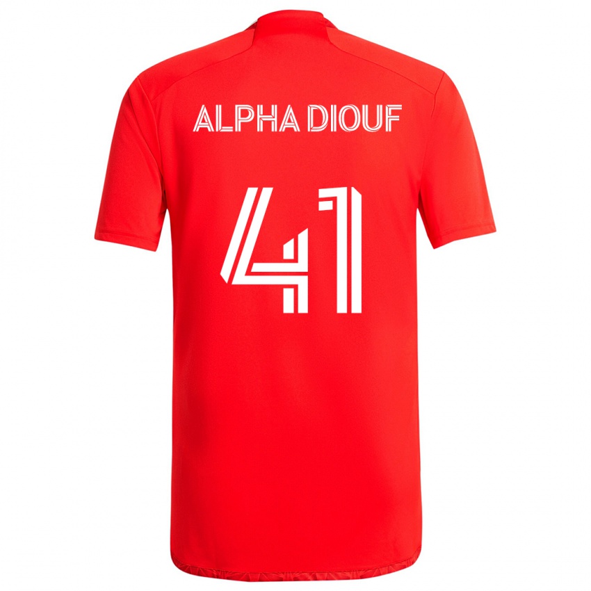 Gyermek Jean Alpha Diouf #41 Piros Fehér Hazai Jersey 2024/25 Mez Póló Ing