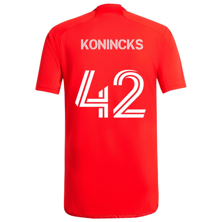 Gyermek Diego Konincks #42 Piros Fehér Hazai Jersey 2024/25 Mez Póló Ing