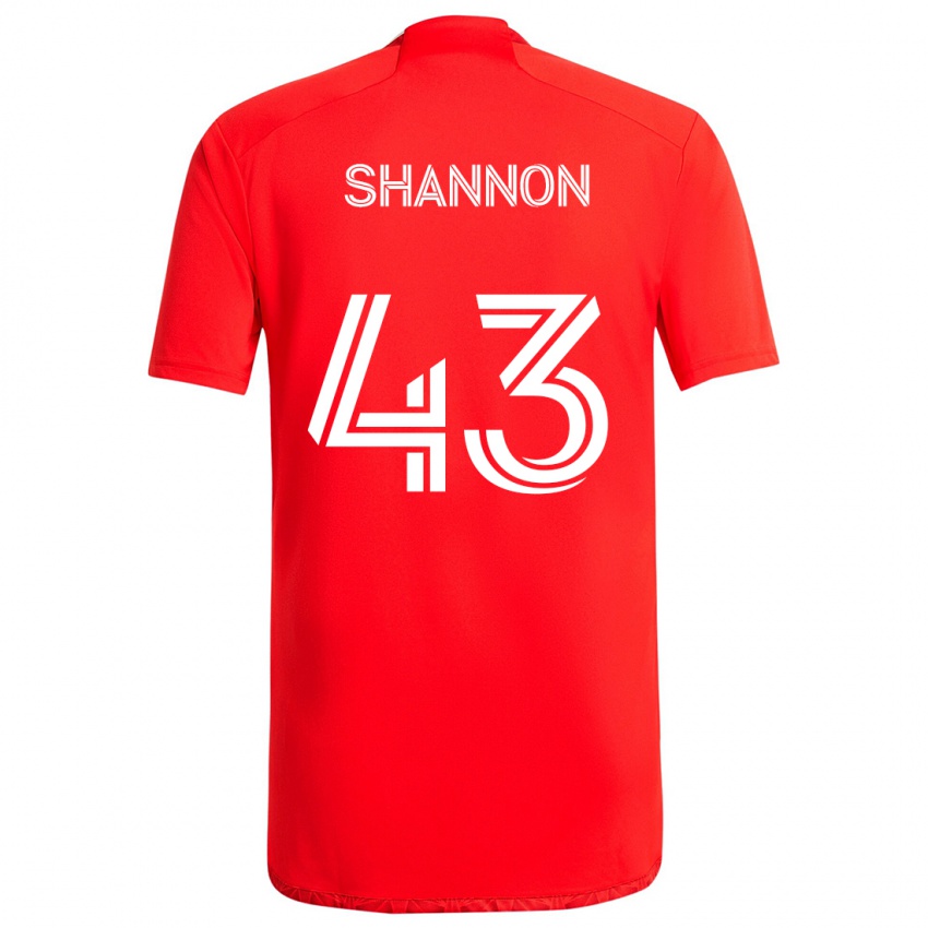 Gyermek Jaylen Shannon #43 Piros Fehér Hazai Jersey 2024/25 Mez Póló Ing